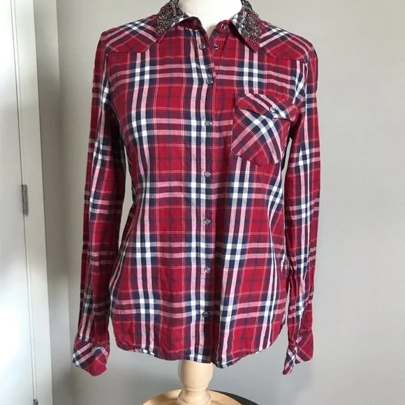 Guess Vintage Western Shirt - Gemstone Collar - Size Small - Picture 9 of 12